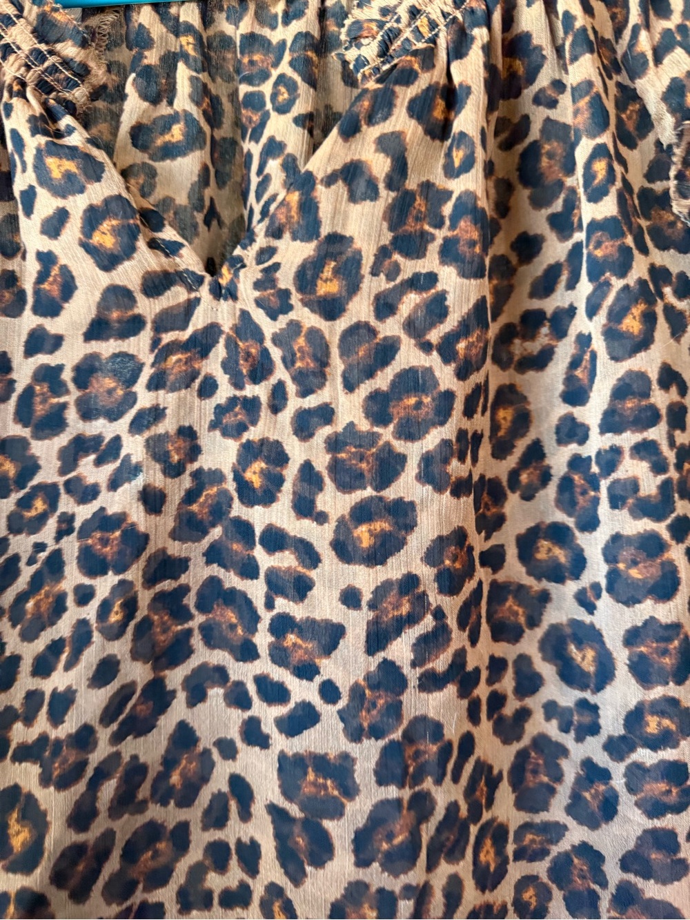 Old Navy Leopard Print Ruffle Sheer Sleeve Top - Picture 5 of 6